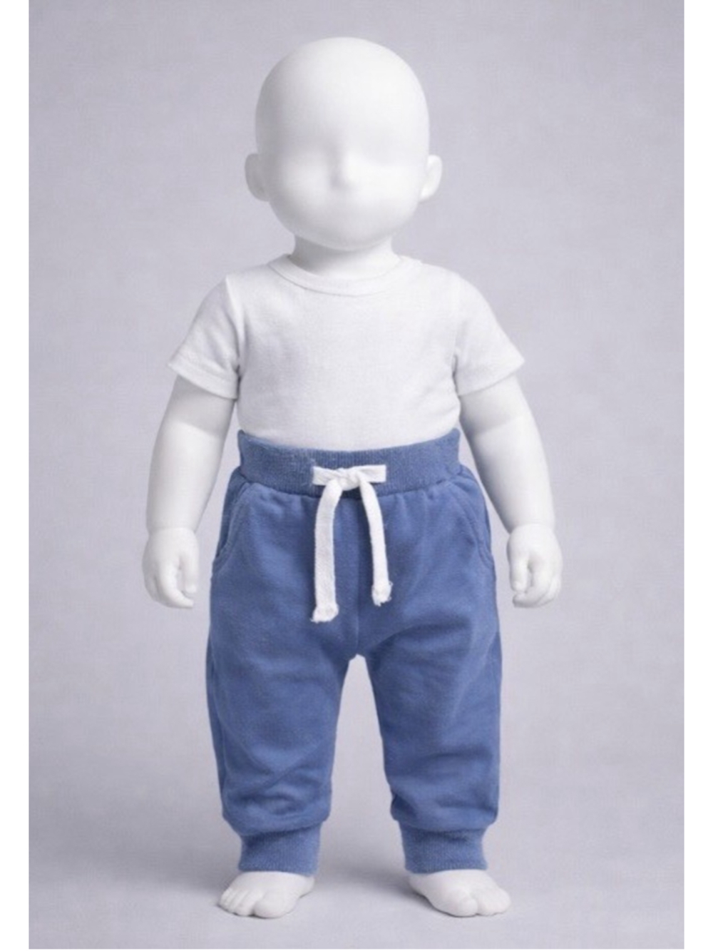 Baby Boy 9-12M Blue Sweatpants Fleece Joggers Elastic Waist with Pockets
